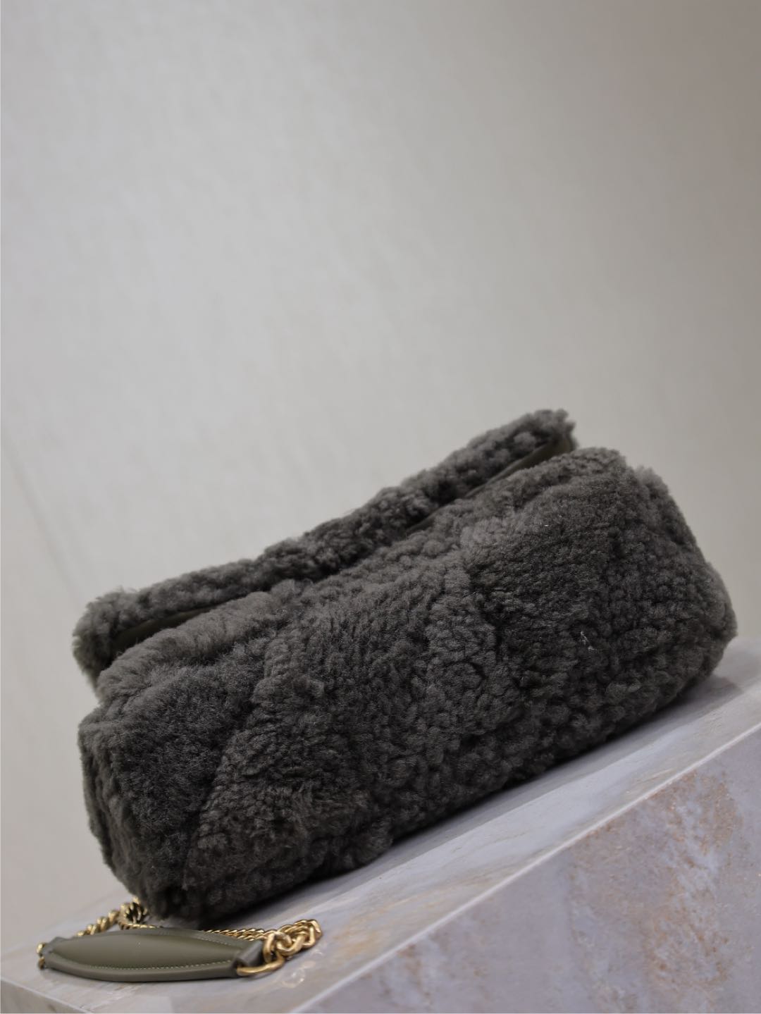 Luxury Saint Laurent JAMIE BAG 20 IN DARK GRAY LAMB WOOL