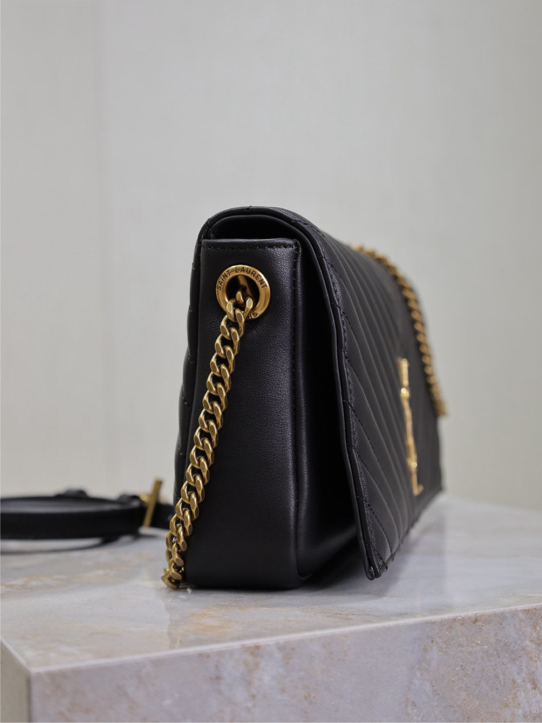 Luxury Saint Laurent KATE 99 MEDIUM BAG 26 IN BLACK QUILTED NAPPA CALFSKIN COPPER HARDWARE