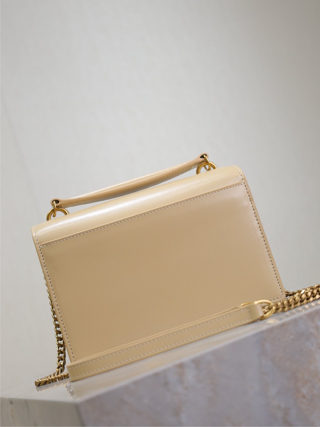 Luxury Saint Laurent SUNSET SMALL BAG 19 IN BEIGE CALFSKIN GOLD HARDWARE