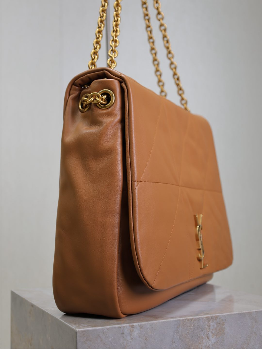 Luxury Saint Laurent JAMIE 4.3 LARGE BAG 43 IN BRONZE BROWN SMOOTH LAMBSKIN GOLD HARDWARE