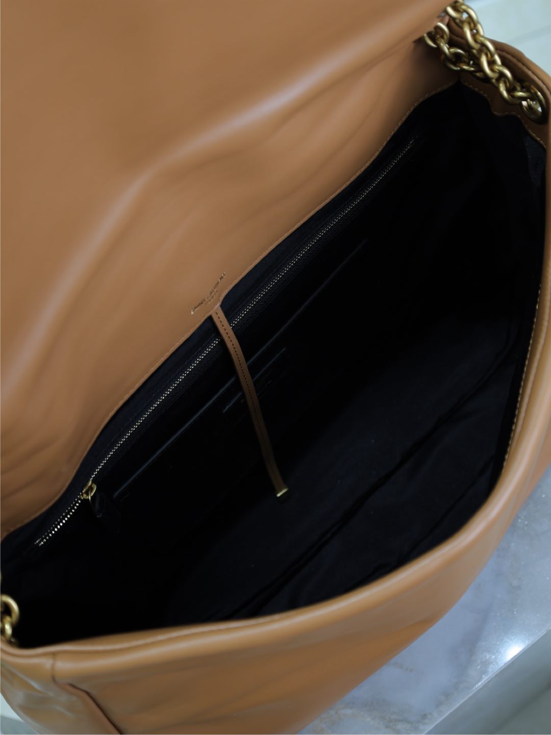 Luxury Saint Laurent JAMIE 4.3 LARGE BAG 43 IN BRONZE BROWN SMOOTH LAMBSKIN GOLD HARDWARE