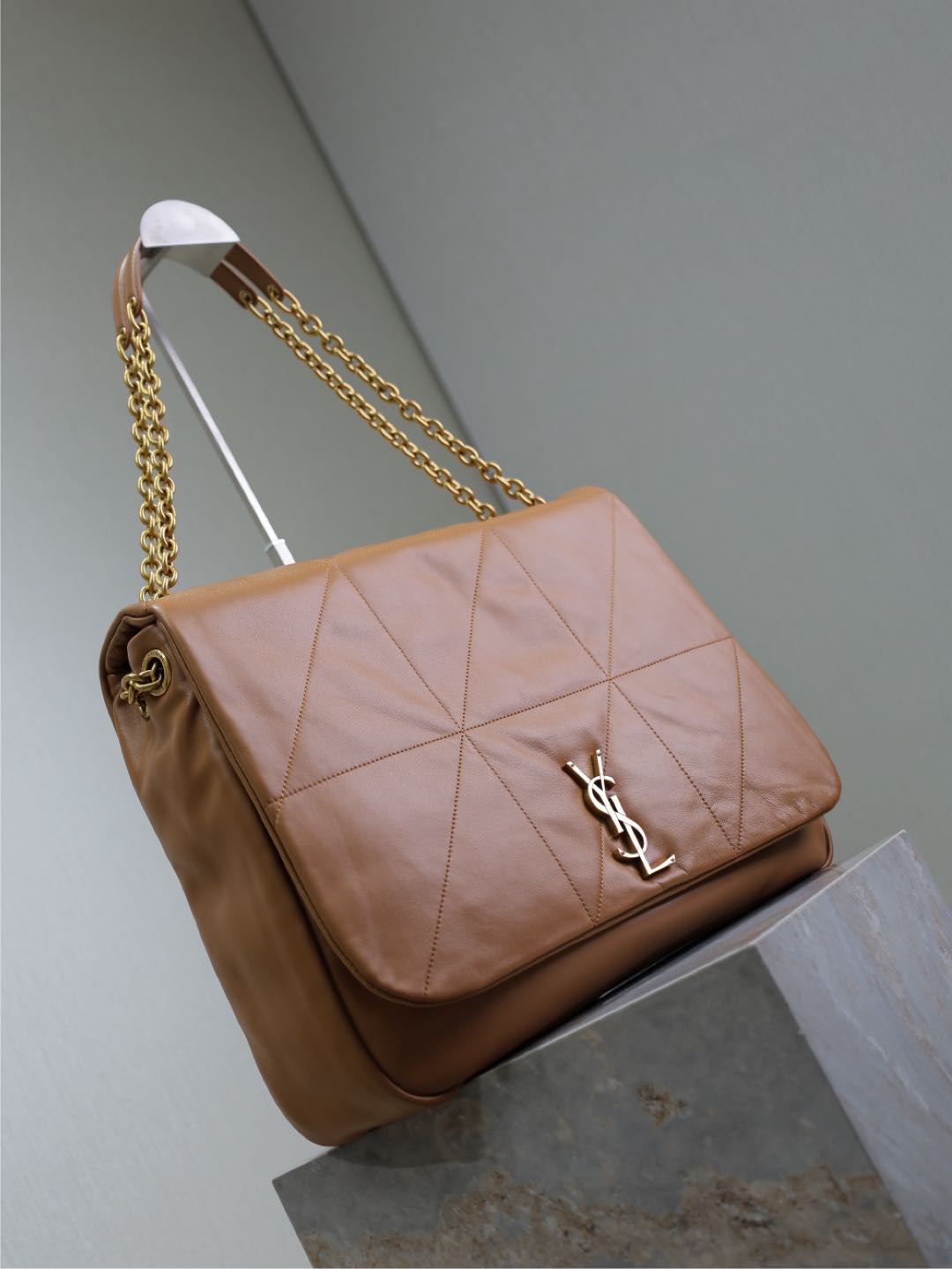 Luxury Saint Laurent JAMIE 4.3 LARGE BAG 43 IN BRONZE BROWN SMOOTH LAMBSKIN GOLD HARDWARE