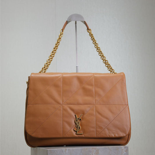 Luxury Saint Laurent JAMIE 4.3 LARGE BAG 43 IN BRONZE BROWN SMOOTH LAMBSKIN GOLD HARDWARE