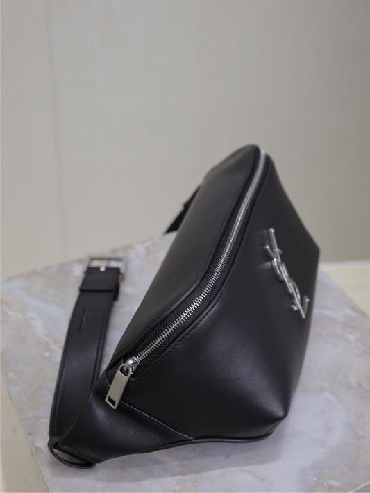 Luxury Saint Laurent CLASSIC CROSSBODY BAG 25 IN BLACK LAMBSKIN SILVER LOGO