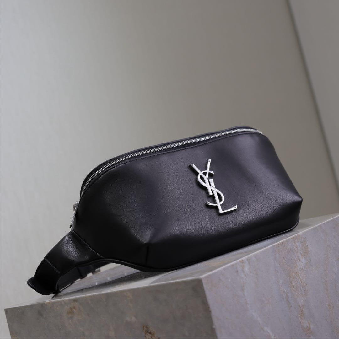 Luxury Saint Laurent CLASSIC CROSSBODY BAG 25 IN BLACK LAMBSKIN SILVER LOGO