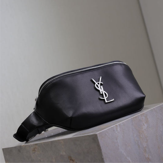 Luxury Saint Laurent CLASSIC CROSSBODY BAG 25 IN BLACK LAMBSKIN SILVER LOGO