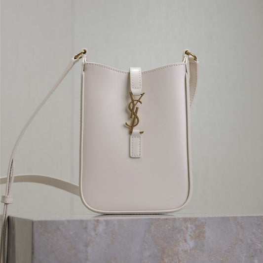 Luxury Saint Laurent LE 5 À 7 PHONE BAG 18 IN WHITE CALFSKIN