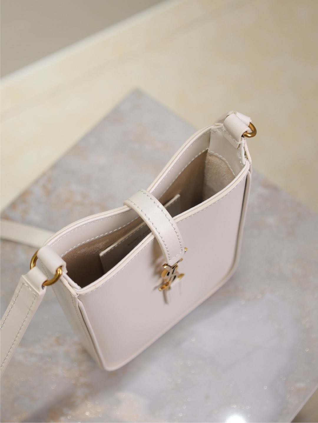 Luxury Saint Laurent LE 5 À 7 PHONE BAG 18 IN WHITE CALFSKIN
