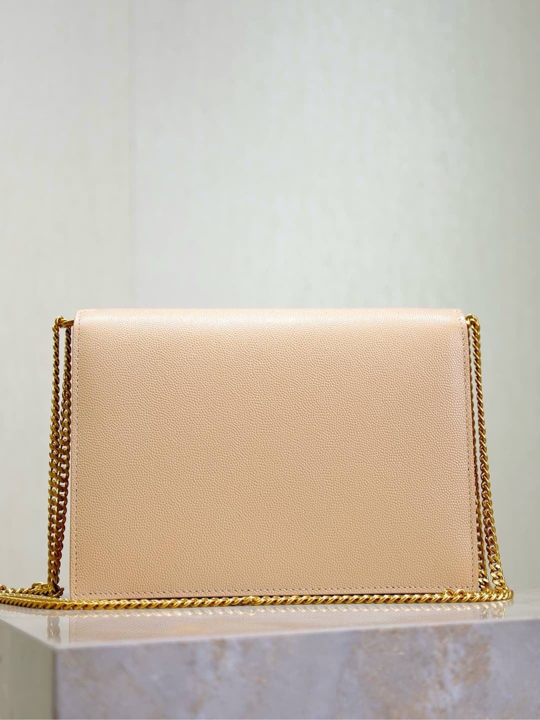 Luxury Saint Laurent CASSANDRA CHAIN BAG 22 IN APRICOT CAVIAR PATTERN CALFSKIN GOLD HARDWARE