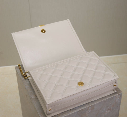 Luxury Saint Laurent BECKY 26 IN WHITE QUILTED LAMBSKIN GOLD HARDWARE