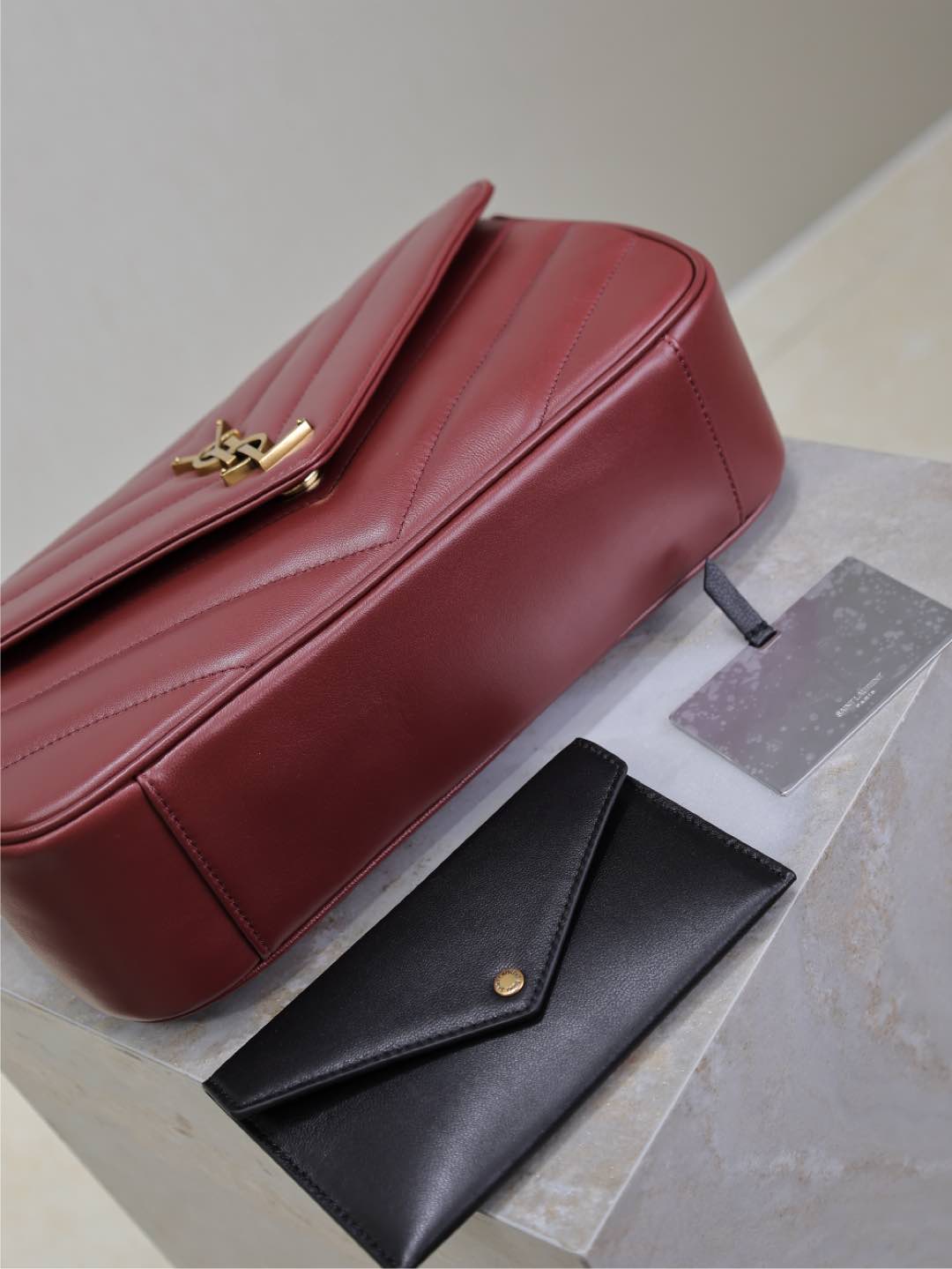 Luxury Saint Laurent LOULOU MEDIUM 29 IN BURGUNDY RED SHEEPSKIN GOLD HARDWARE