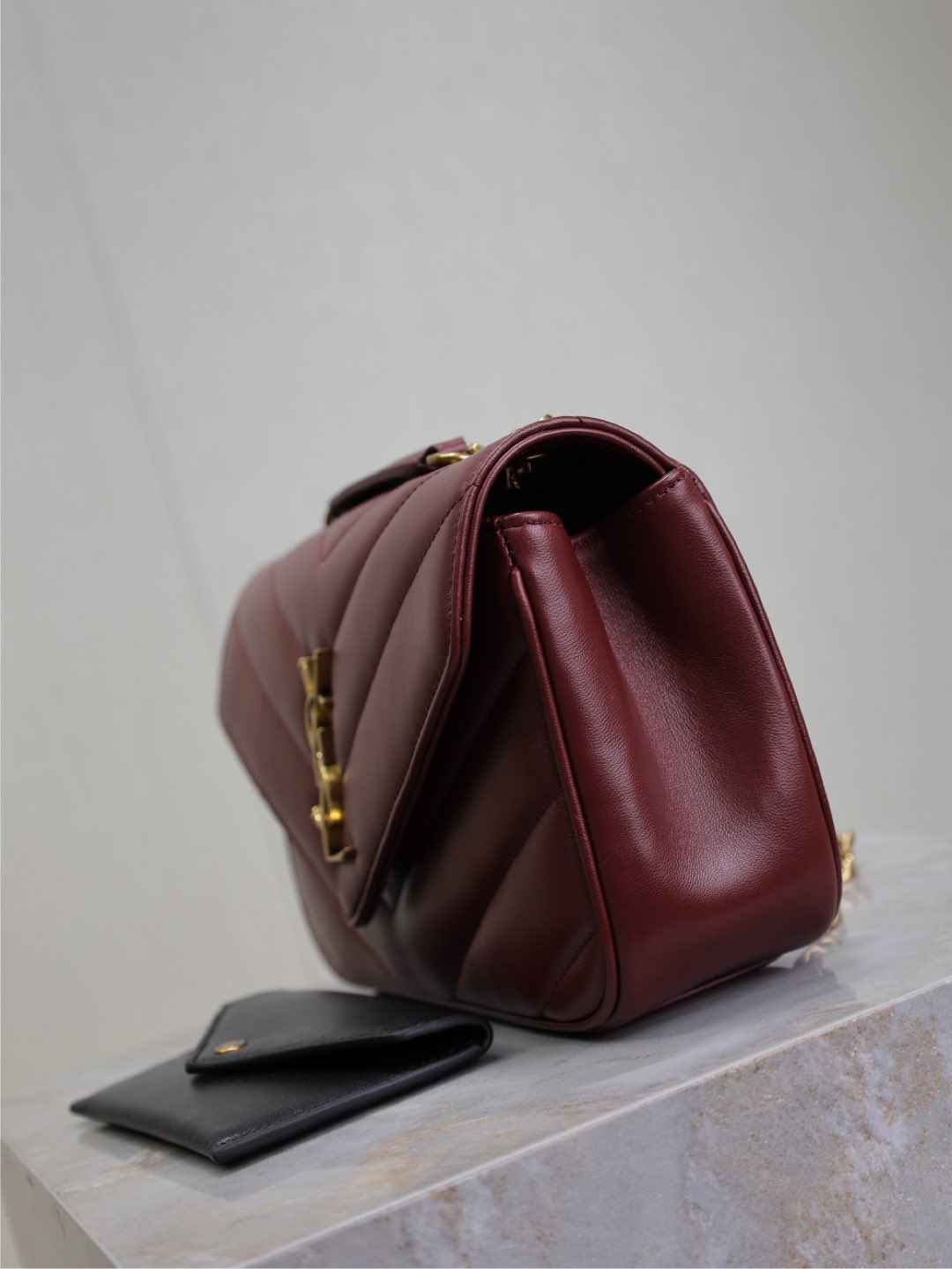 Luxury Saint Laurent LOULOU SMALL 24 IN BURGUNDY RED SHEEPSKIN GOLD HARDWARE