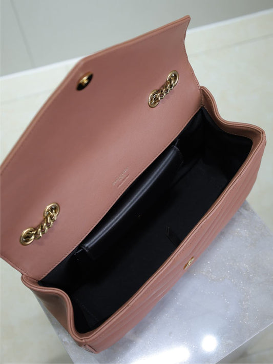 Luxury Saint Laurent LOULOU MEDIUM 29 IN SALMON PINK SHEEPSKIN GOLD HARDWARE