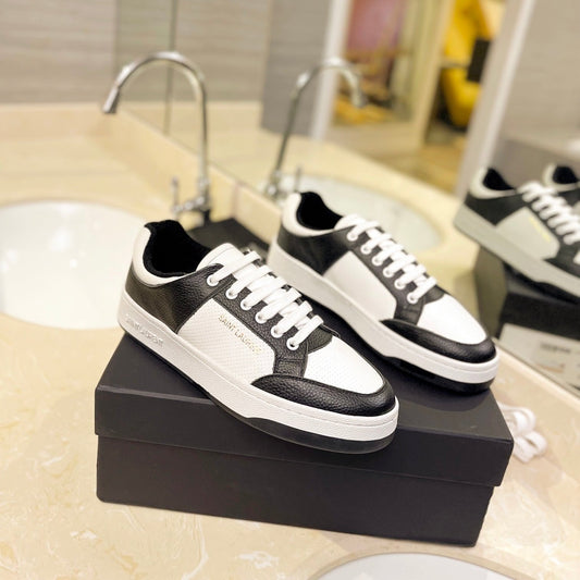Luxury Saint Laurent SL SL/61 SNEAKERS WHITE-BLACK CALFSKIN