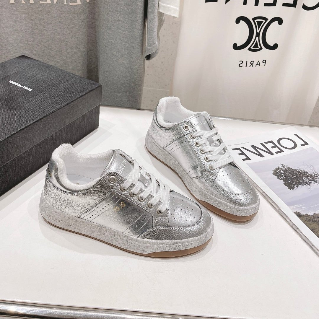 Luxury Saint Laurent SL SL/61 SNEAKERS SILVER PERFORATED CALFSKIN