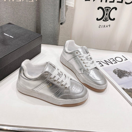 Luxury Saint Laurent SL SL/61 SNEAKERS SILVER PERFORATED CALFSKIN