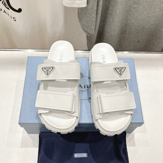 Luxury PradaSTRAP SANDALS WHITE CALFSKIN