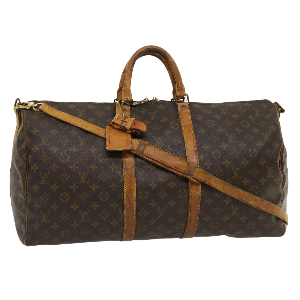LOUIS VUITTON Monogram Keepall Bandouliere 55 Boston Bag M41414 LV jk1278