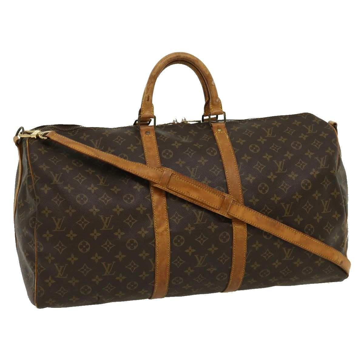 LOUIS VUITTON Monogram Keepall Bandouliere 55 Boston Bag M41414 LV jk2170