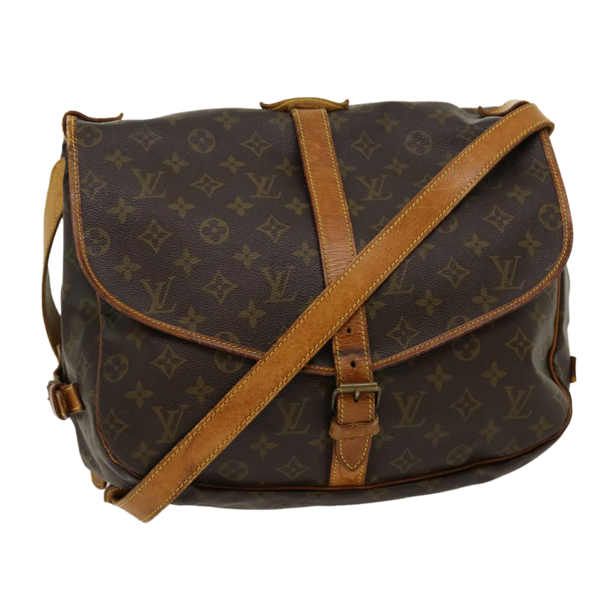 LOUIS VUITTON Monogram Saumur 35 Shoulder Bag M42254 LV jk2218