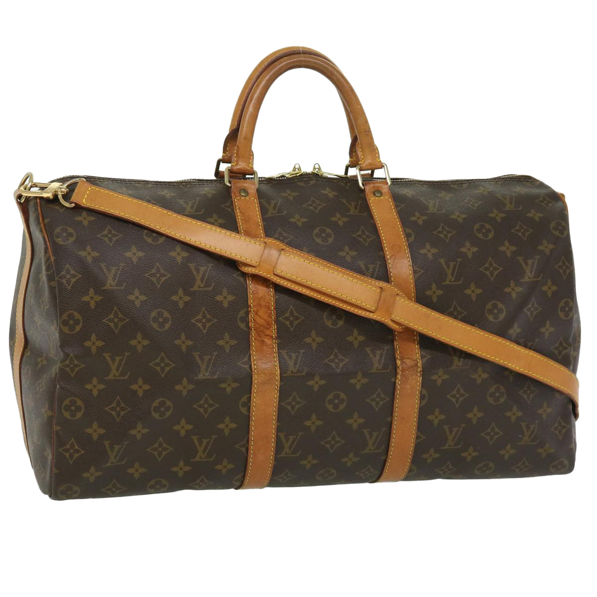 LOUIS VUITTON Monogram Keepall Bandouliere 50 Boston Bag M41416 LV jk2568