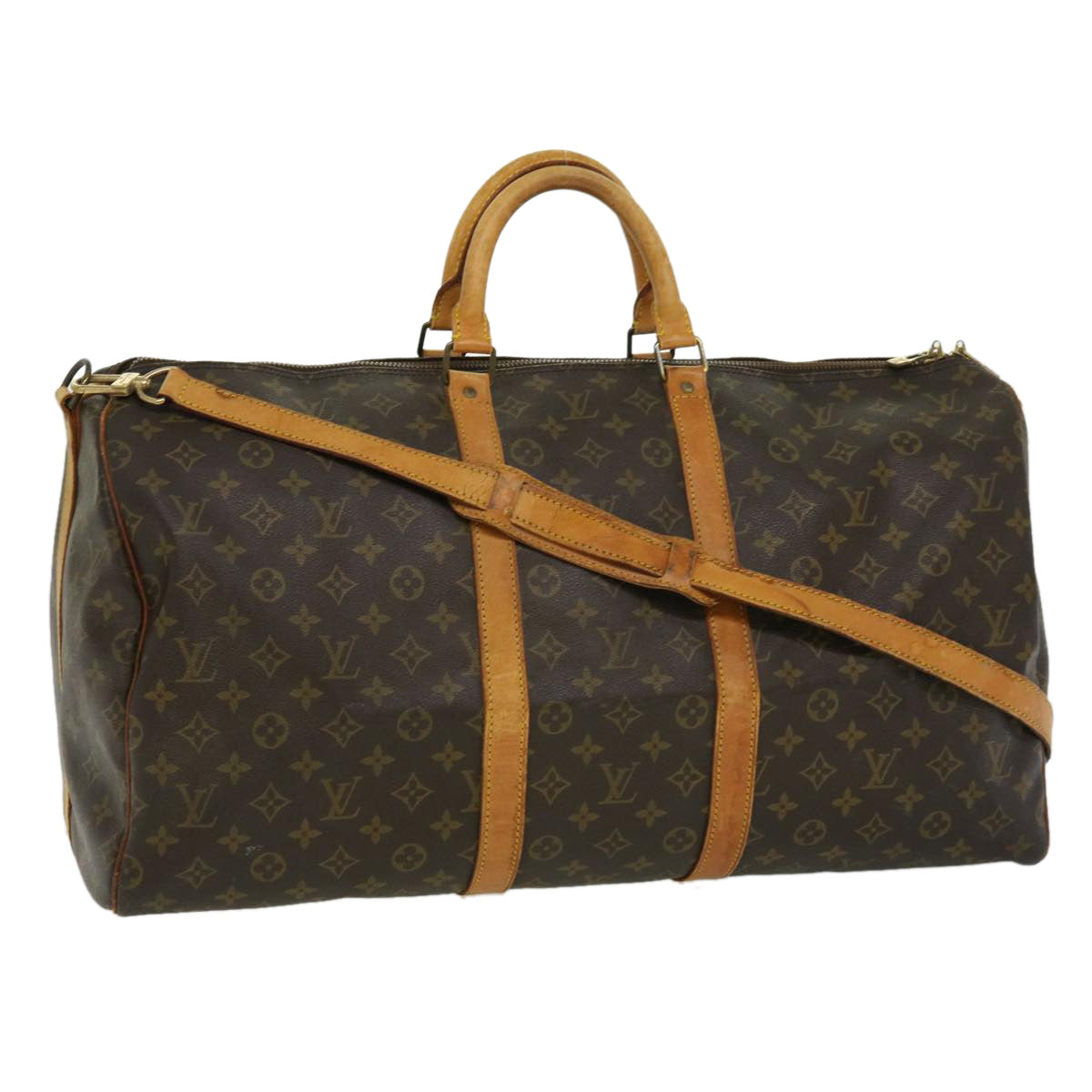 LOUIS VUITTON Monogram Keepall Bandouliere 55 Boston Bag M41414 LV jk2617