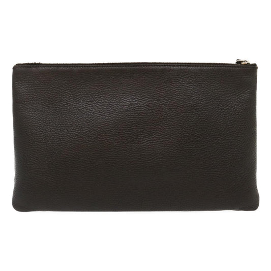 Luxury Gucci Clutch Bag Leather Bamboo Brown Auth ki1847
