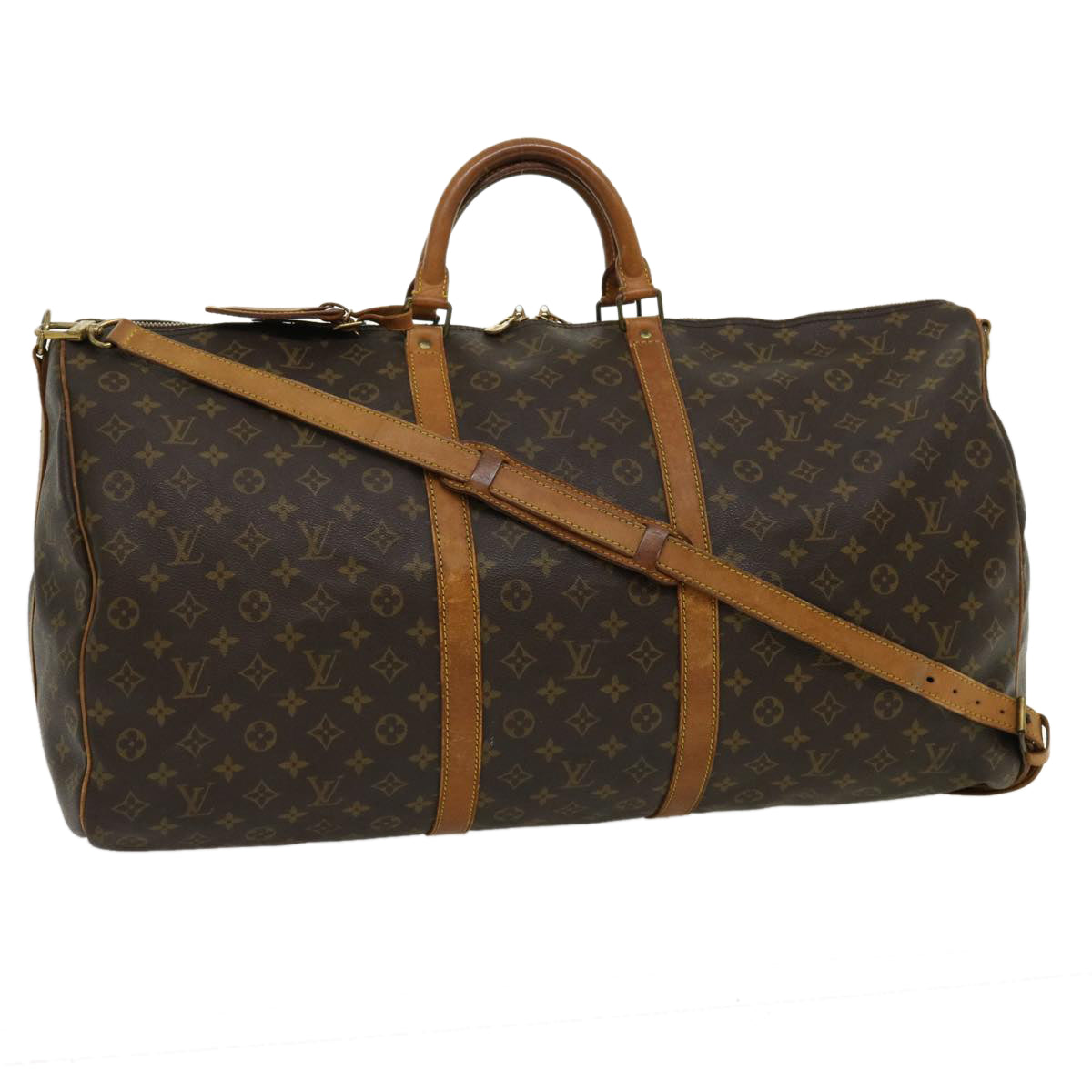 LOUIS VUITTON Monogram Keepall Bandouliere 60 Boston Bag M41412 LV ki2156