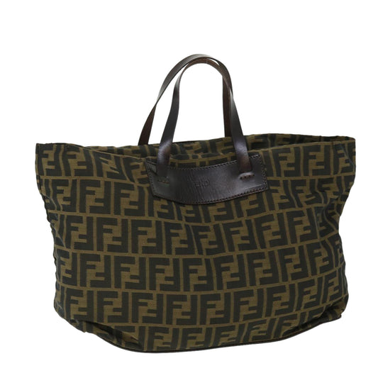 Luxury FendiZucca Canvas Hand Bag Nylon Leather Brownki3329