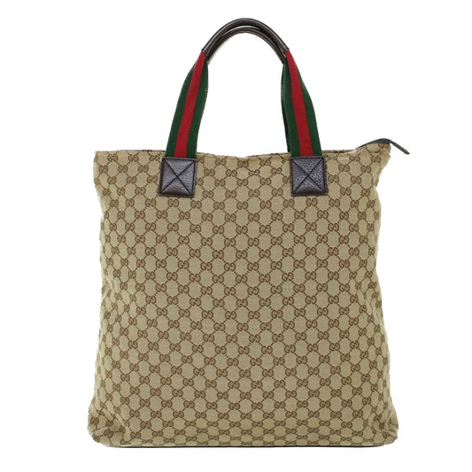 Luxury Gucci GG Canvas Web Sherry Line Tote Bag Beige Red Green 131233  ki3422