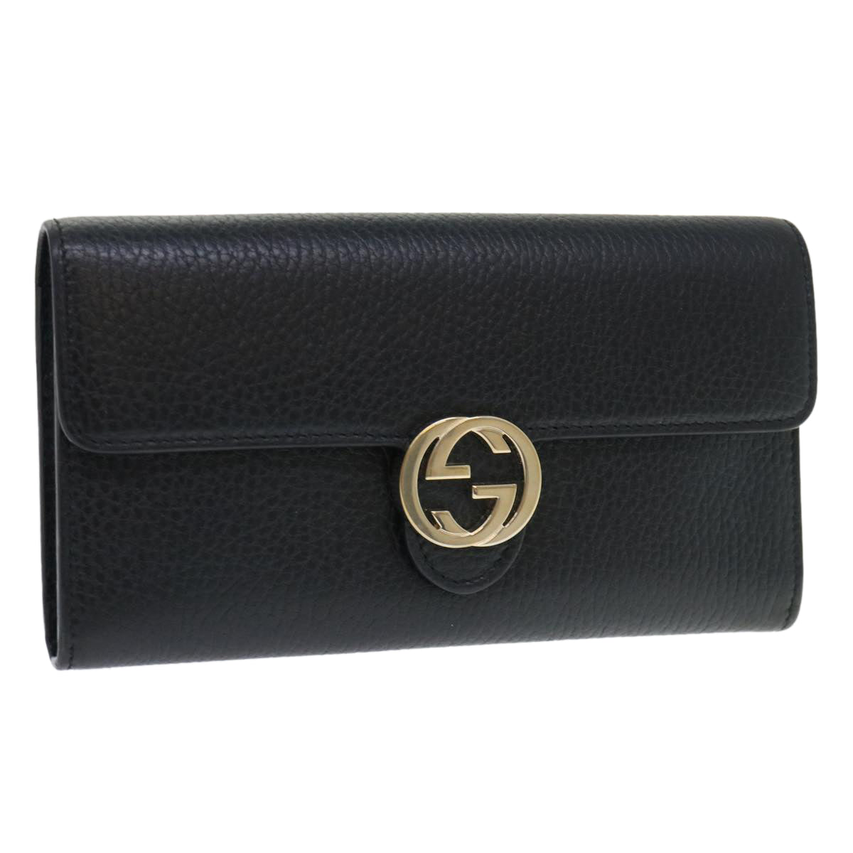 Luxury Gucci Interlocking GG Long Wallet Leather Black  ki3458