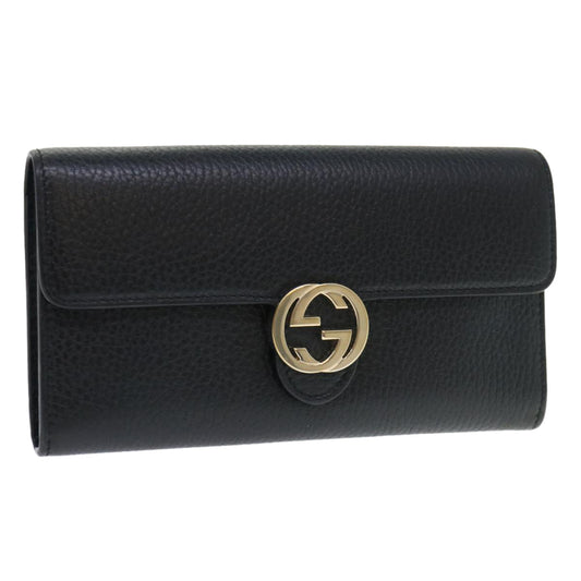 Luxury Gucci Interlocking GG Long Wallet Leather Black  ki3458