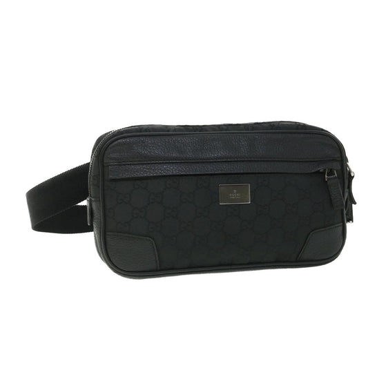 Luxury Gucci GG Canvas Waist bag Nylon Leather Black 336672  ki3498