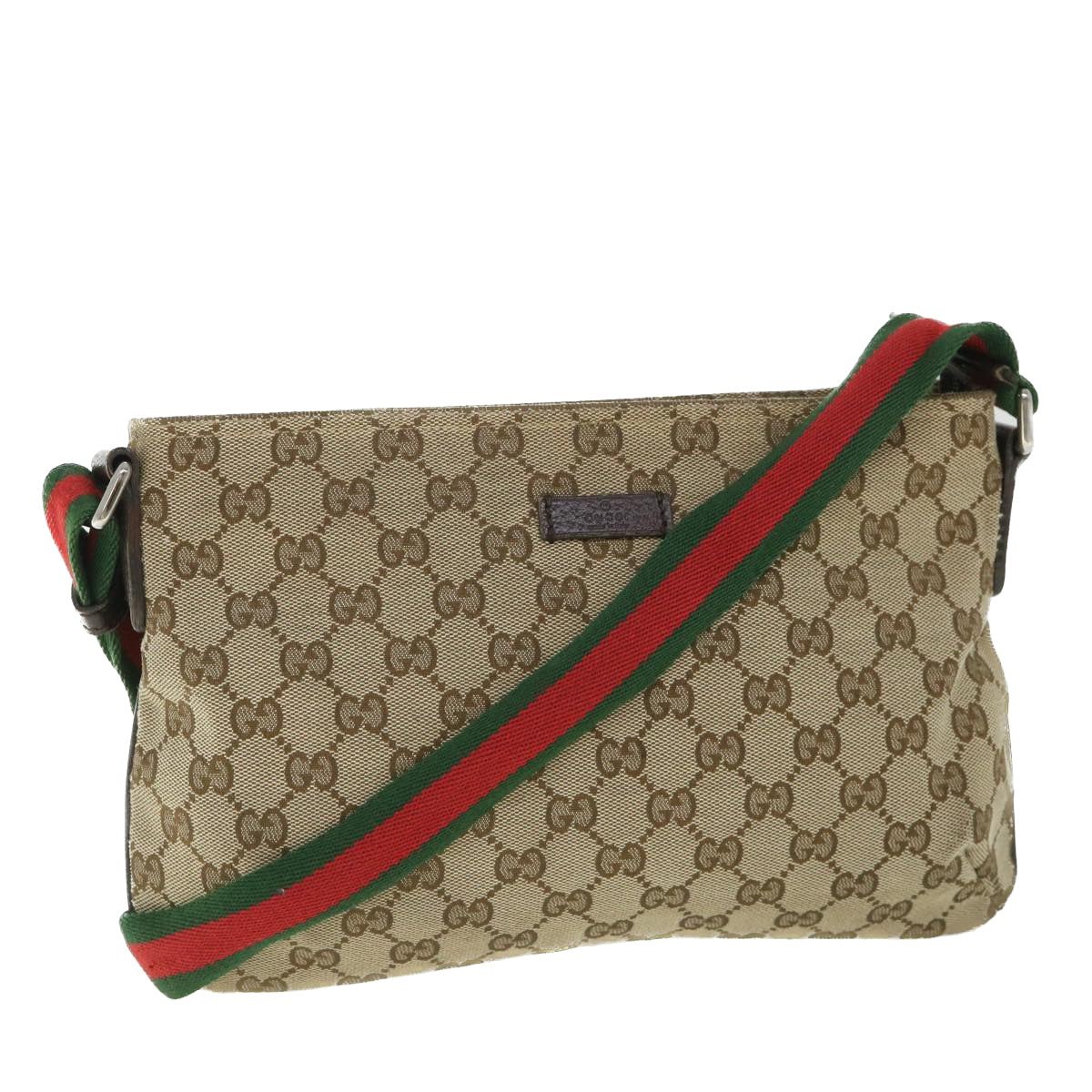 Luxury Gucci GG Canvas Shoulder Bag Web Sherry Line Beige Red Green 91762  ki3523