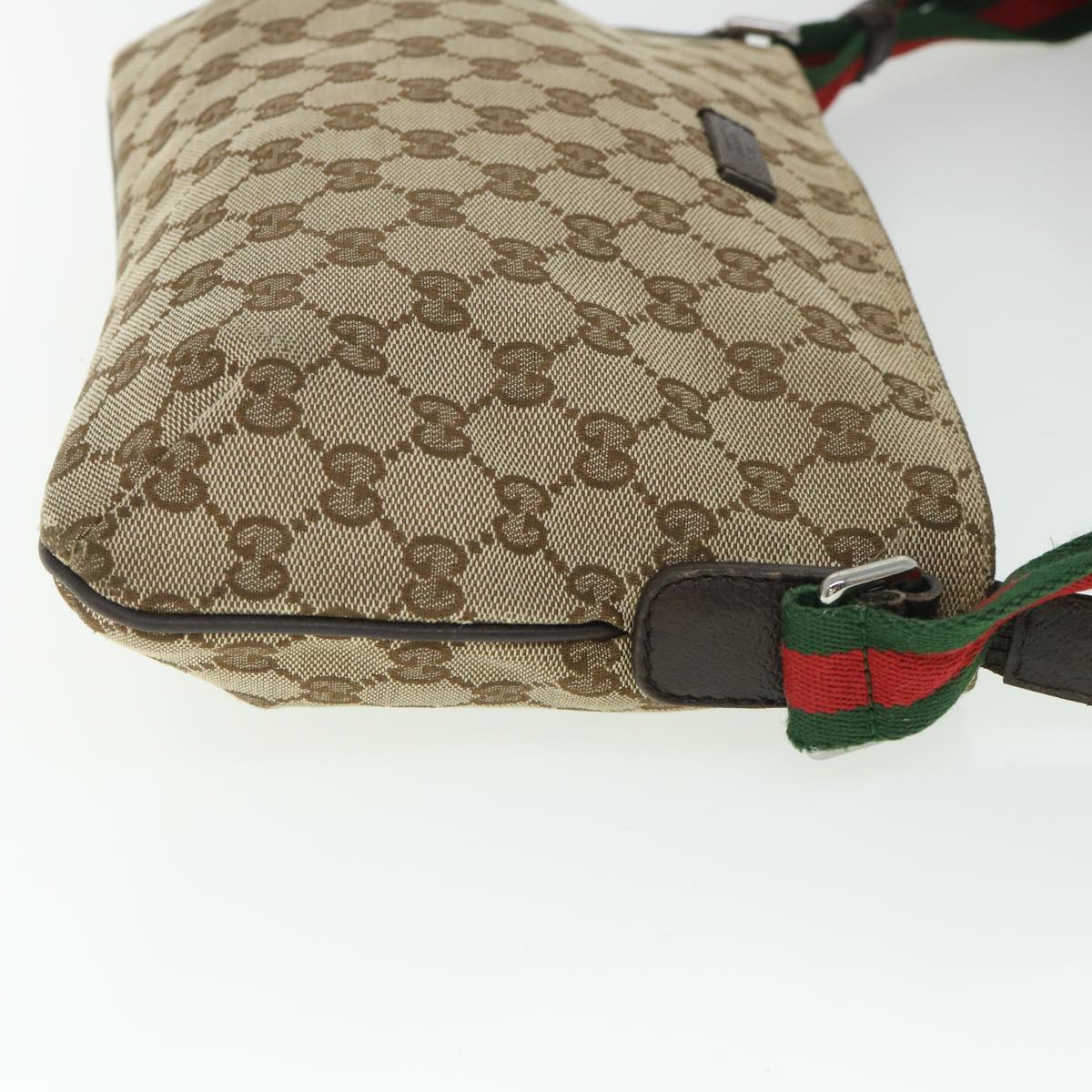 Luxury Gucci GG Canvas Shoulder Bag Web Sherry Line Beige Red Green 91762  ki3523