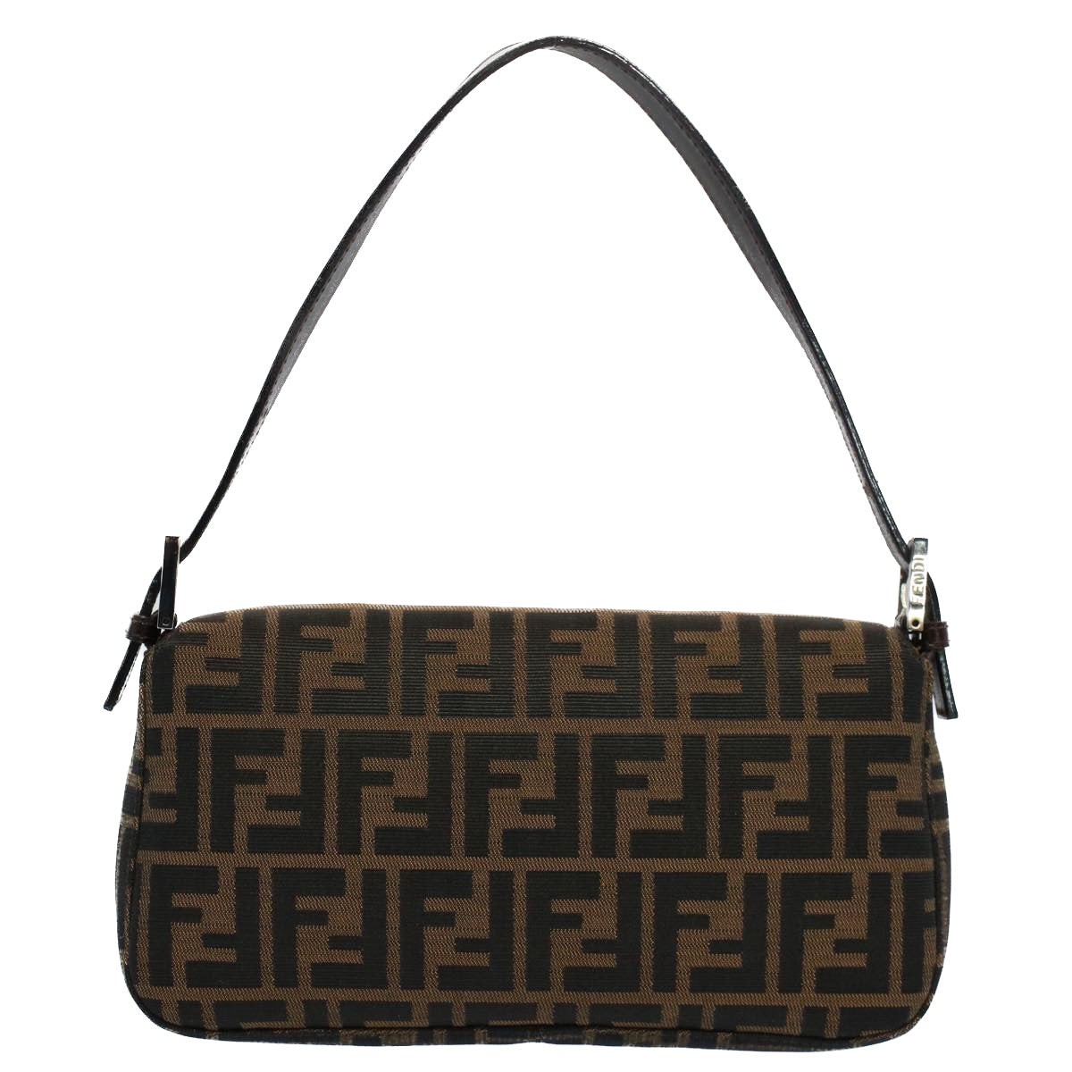 Luxury FendiZucca Canvas Mamma Baguette Shoulder Bag Black Brownki3598
