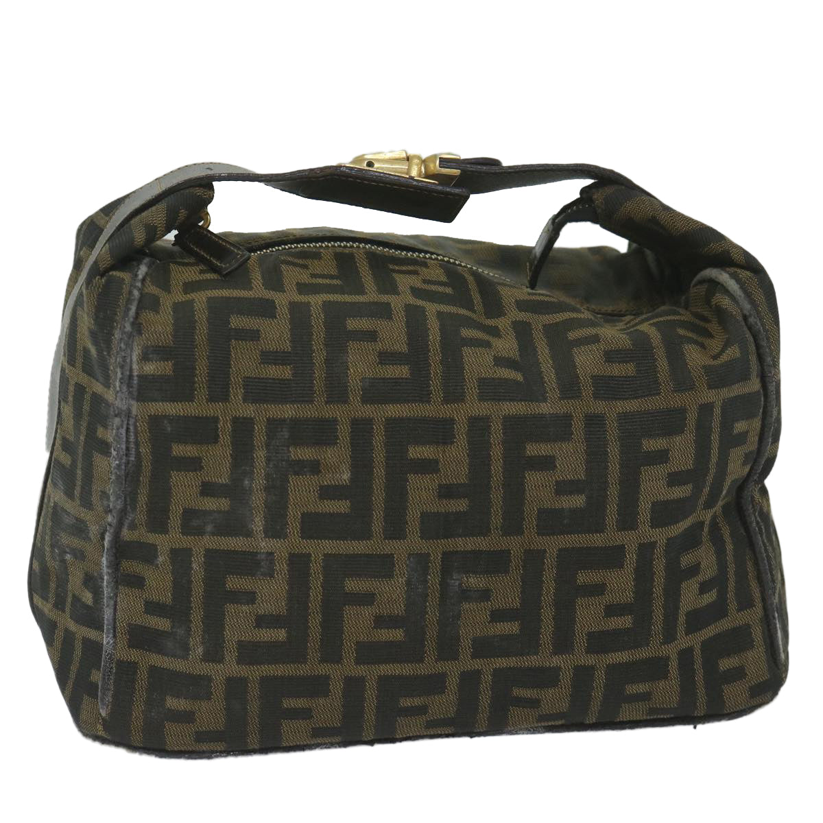 Luxury FendiZucca Canvas Vanity Cosmetic Pouch Black Brownki3845