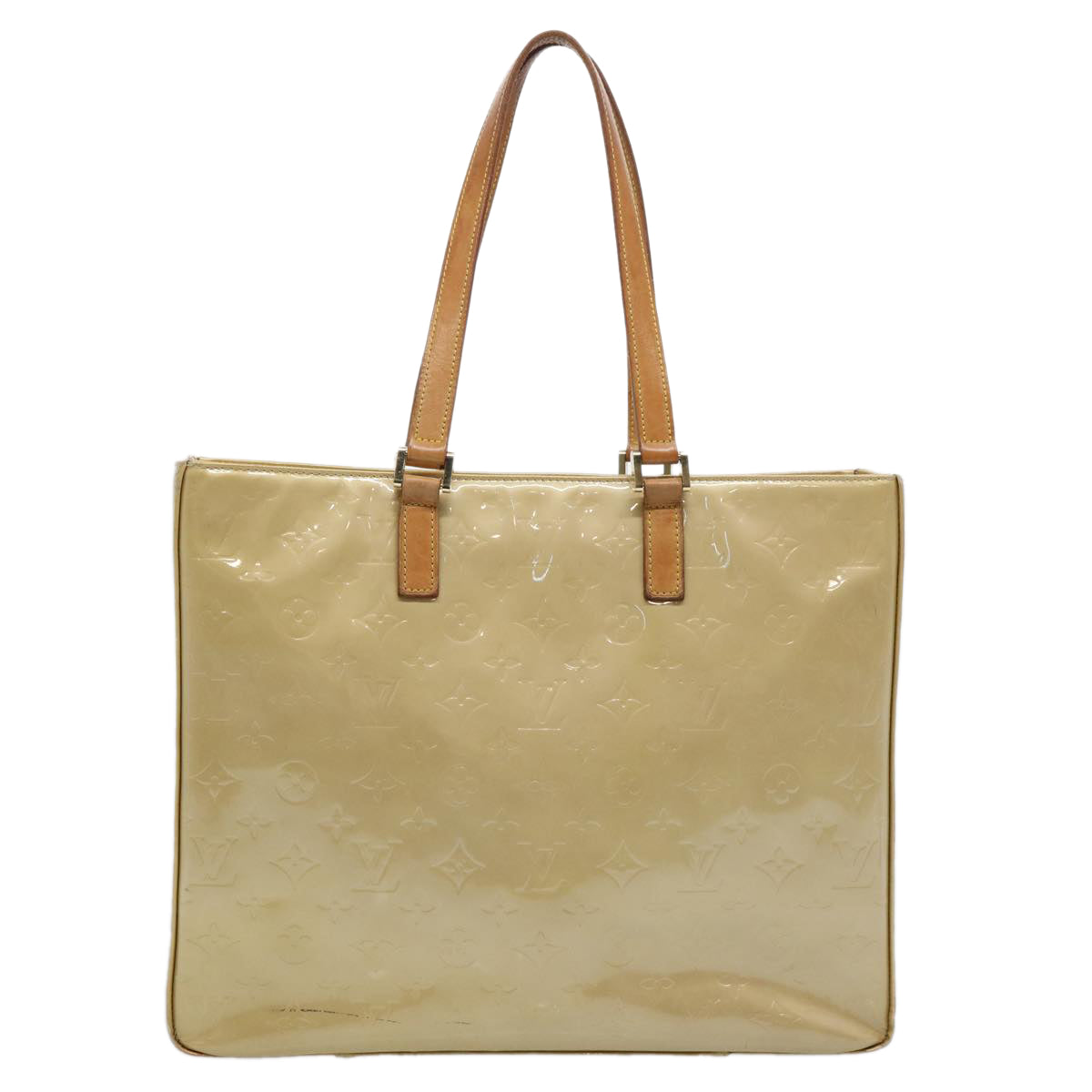 LOUIS VUITTON Monogram Vernis Columbus Tote Bag Beige M91023 LV ki3907
