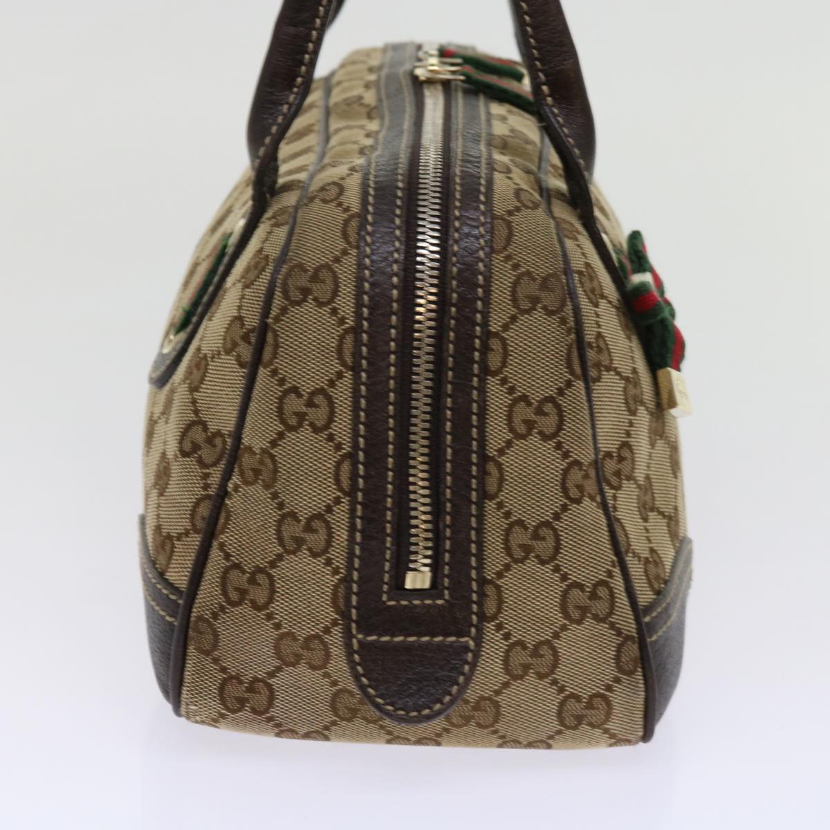 GUCCI Princy Line GG Canvas Sherry Line Hand Bag Beige Red 161720  ki3977