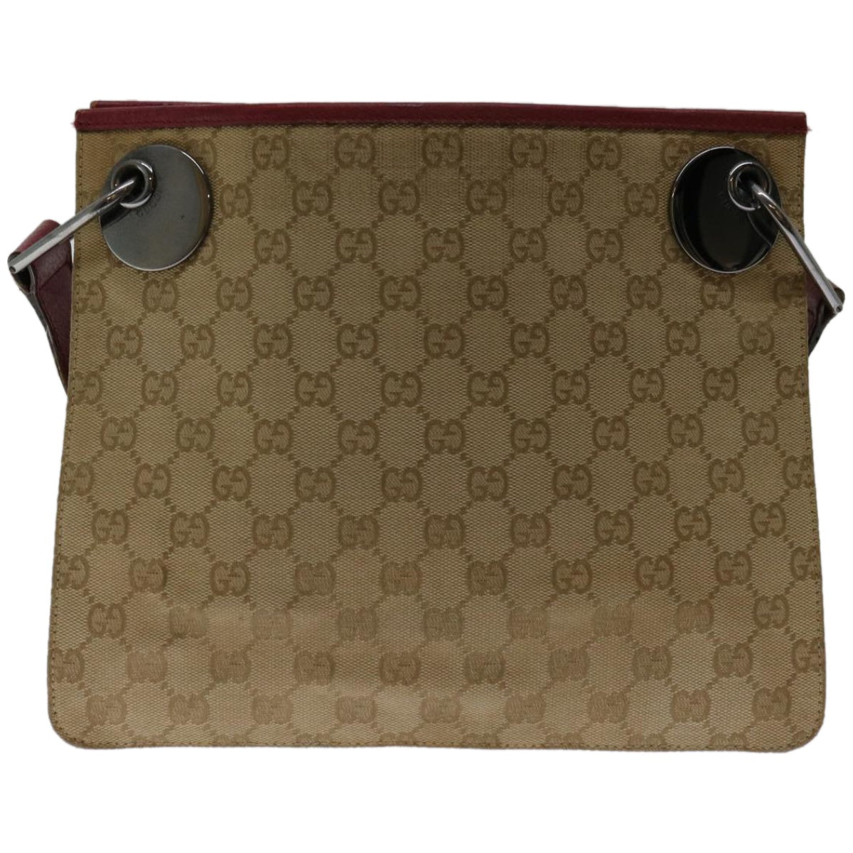 GUCCI GG Canvas Shoulder Bag Beige Red 120841  ki4128