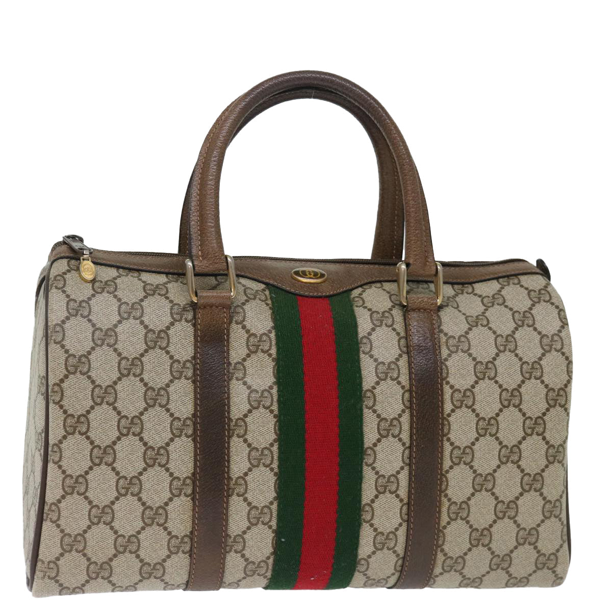 Luxury Gucci Trending 2025 GG Supreme Web Sherry Line Boston Bag PVC Beige Red 40 02 007  ki4347