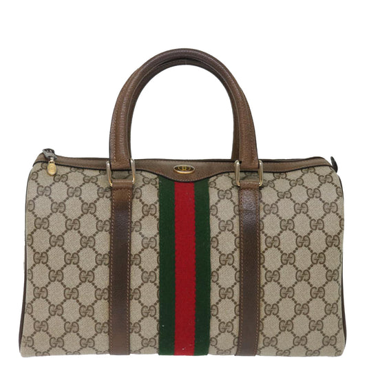 Luxury Gucci Trending 2025 GG Supreme Web Sherry Line Boston Bag PVC Beige Red 40 02 007 ki4347