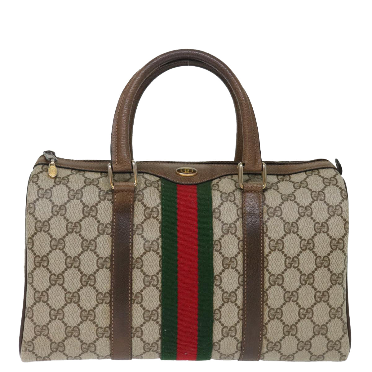 Luxury Gucci Trending 2025 GG Supreme Web Sherry Line Boston Bag PVC Beige Red 40 02 007  ki4347