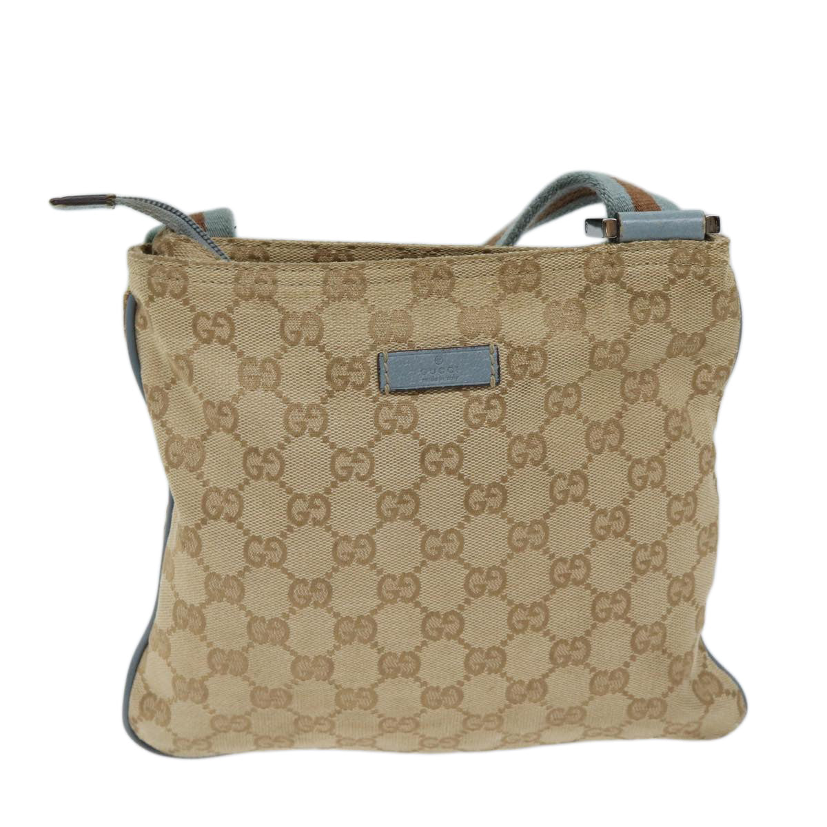 Luxury Gucci Trending 2025 GG Canvas Sherry Line Shoulder Bag Light Blue Brown 146309  ki4375