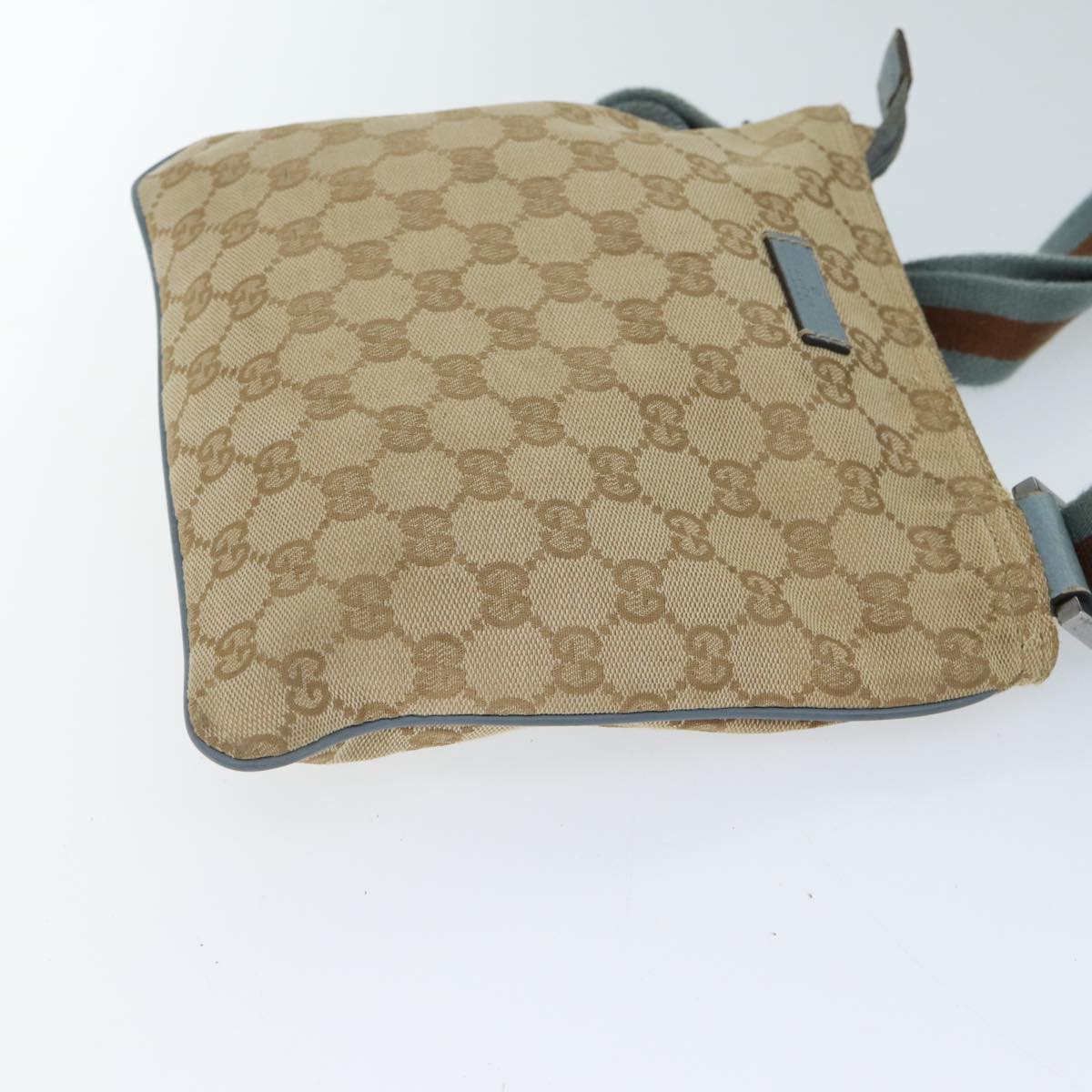 Luxury Gucci Trending 2025 GG Canvas Sherry Line Shoulder Bag Light Blue Brown 146309  ki4375