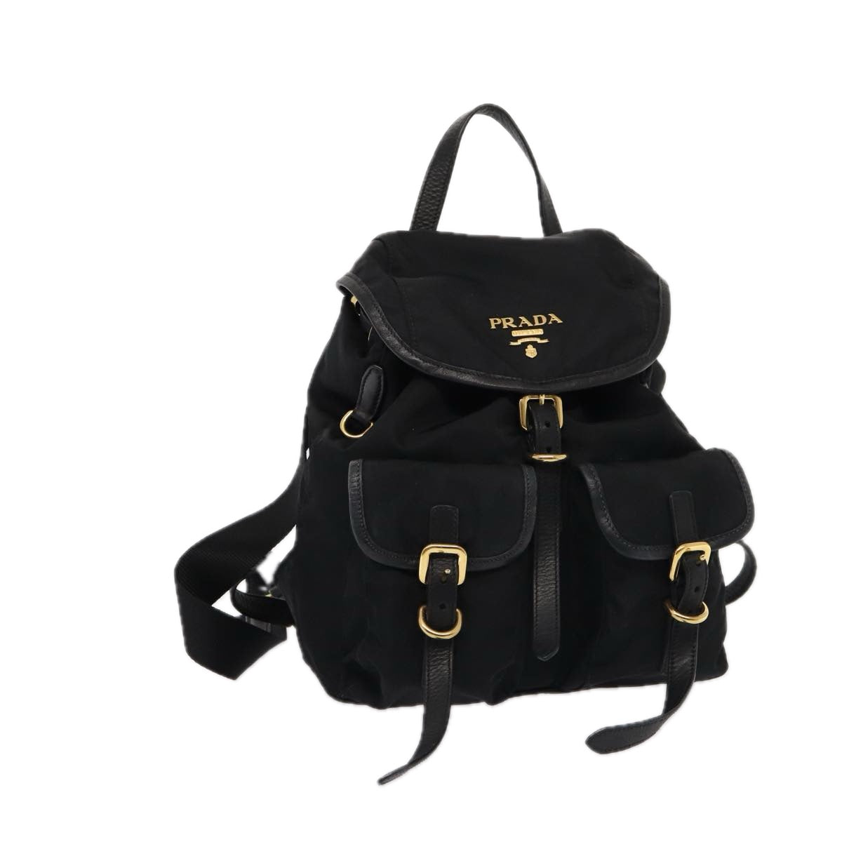 Luxury Prada Backpack Nylon Leather Black  ki4650