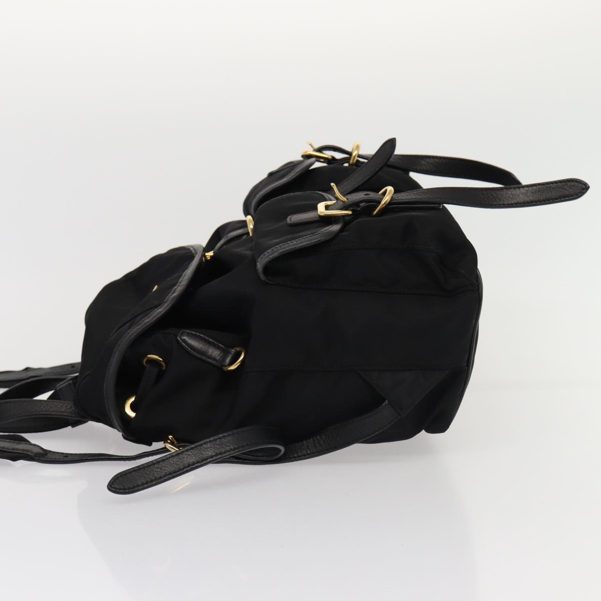 Luxury Prada Backpack Nylon Leather Black  ki4650