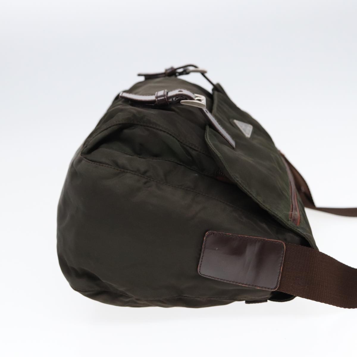 Luxury Prada Shoulder Bag Nylon Khaki Silver  ki4728