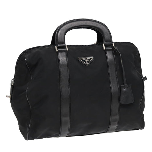Luxury Prada Boston Bag Nylon Black Silver  ki4729