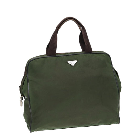 Luxury Prada Hand Bag Nylon Khaki Brown Silver  ki4736